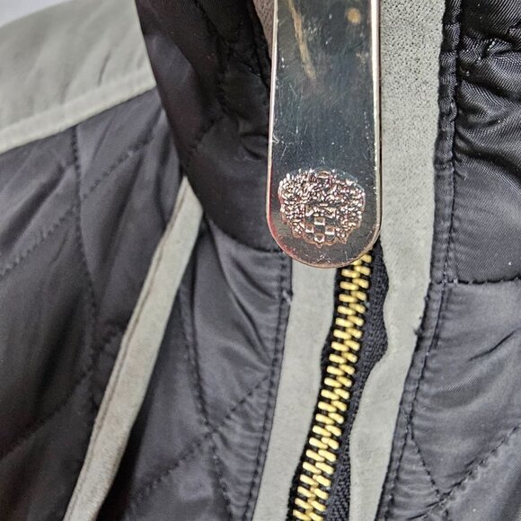 VINCE CAMUTO Quilted Faux Suede Trim Black Field Equestrian Jacket - Picture 15 of 16